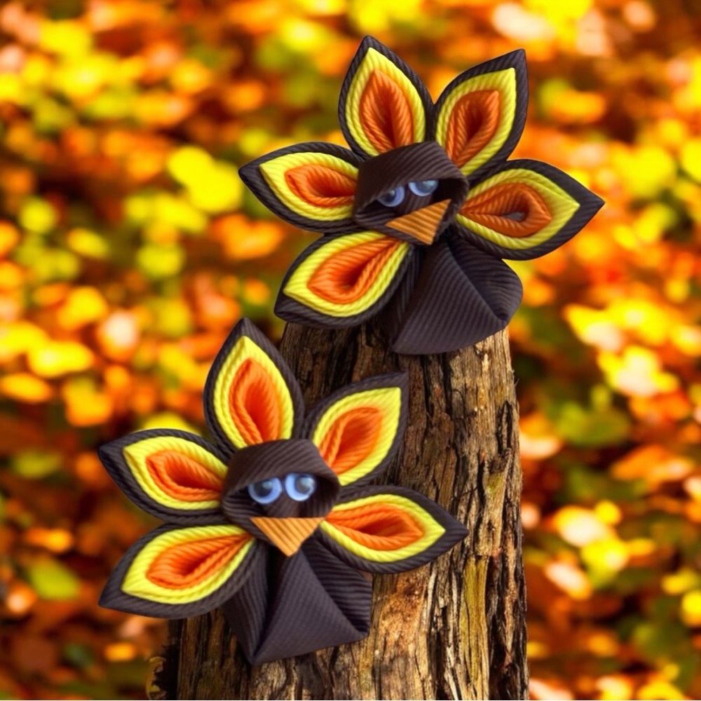 Turkey 🦃 thanks giving hair bows set for kids